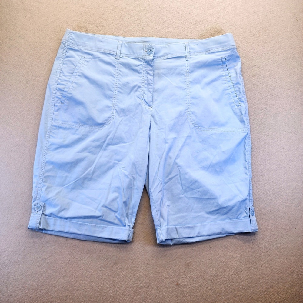 Chico's Pale Blue Roll‑Tab Bermuda Shorts